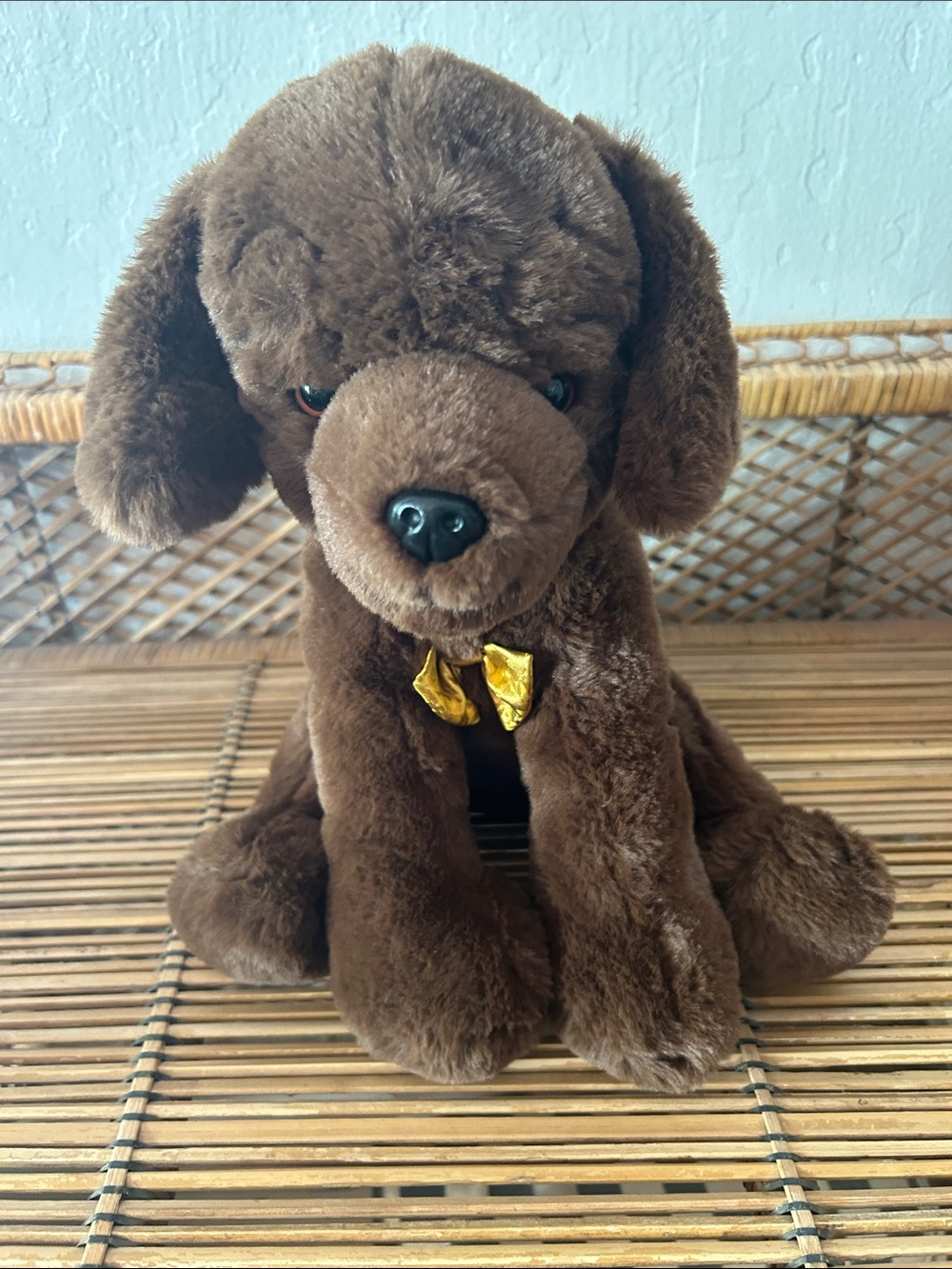 FAO Schwarz Brown Puppy Stuffy with Gold Bow